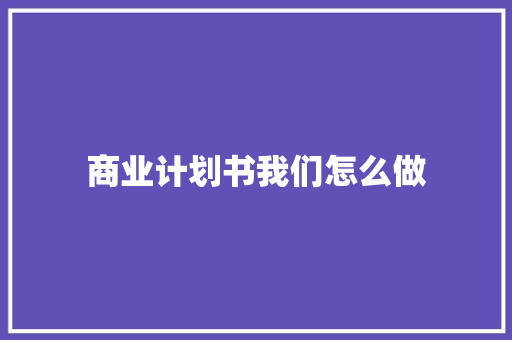 商业计划书我们怎么做