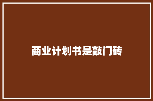 商业计划书是敲门砖