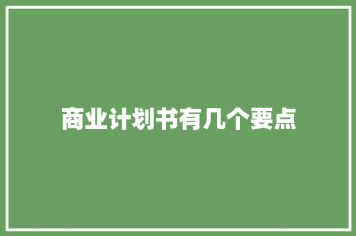 商业计划书有几个要点 写作社区
