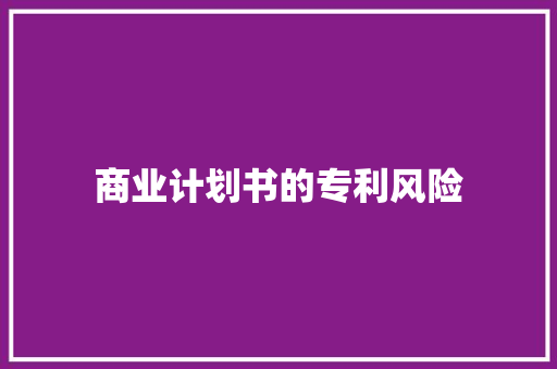 商业计划书的专利风险