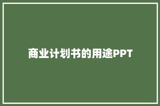 商业计划书的用途PPT