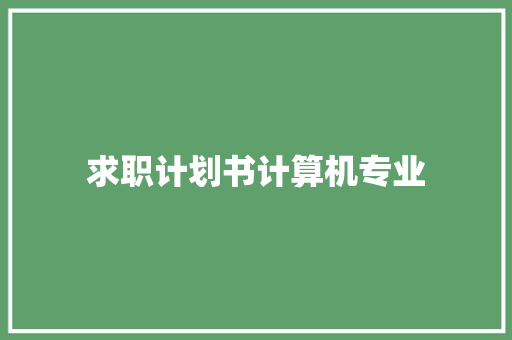 求职计划书计算机专业
