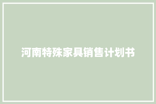 河南特殊家具销售计划书