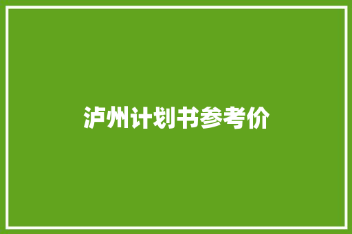 泸州计划书参考价