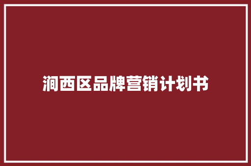 涧西区品牌营销计划书