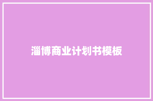 淄博商业计划书模板