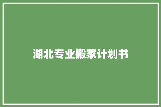 湖北专业搬家计划书