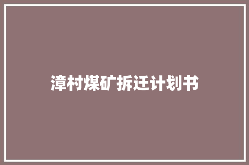 漳村煤矿拆迁计划书