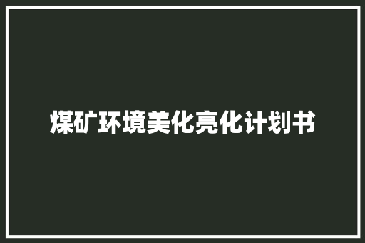 煤矿环境美化亮化计划书