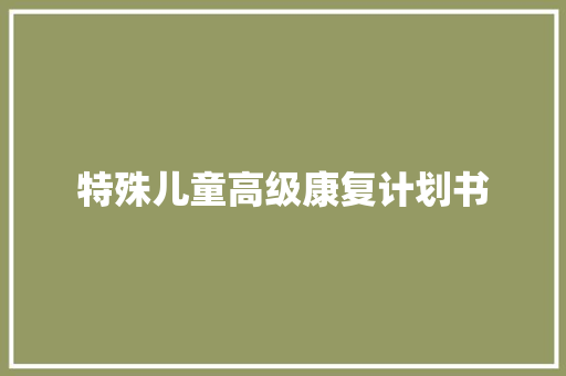 特殊儿童高级康复计划书