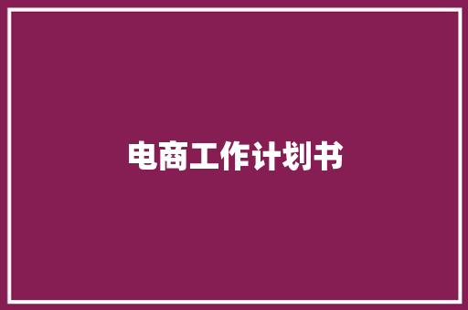 电商工作计划书
