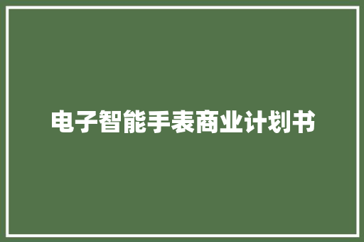 电子智能手表商业计划书