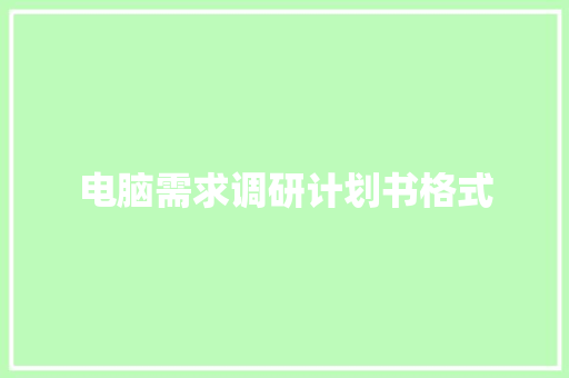 电脑需求调研计划书格式