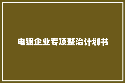 电镀企业专项整治计划书