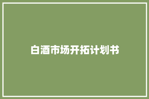 白酒市场开拓计划书