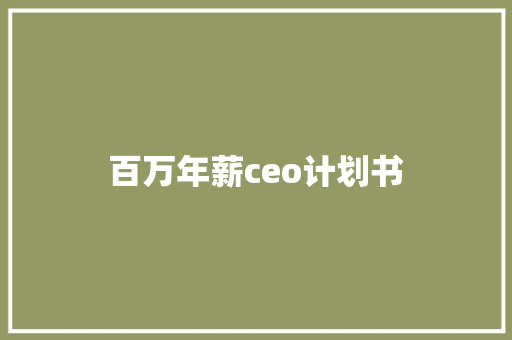 百万年薪ceo计划书