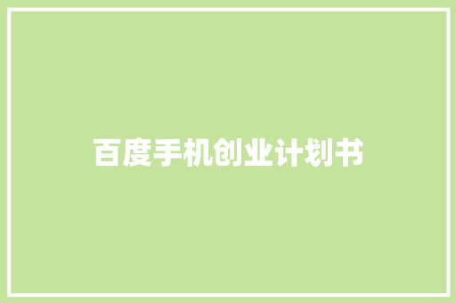 百度手机创业计划书
