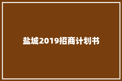 盐城2019招商计划书