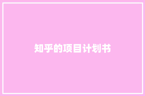 知乎的项目计划书