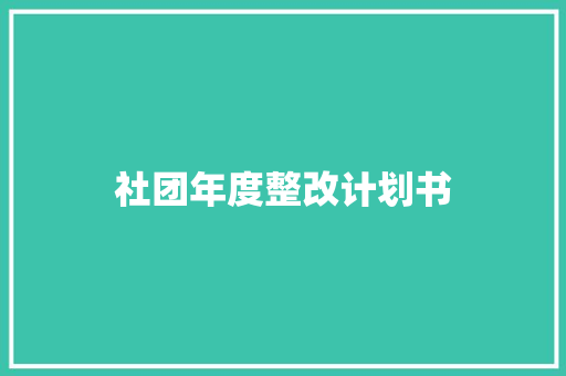社团年度整改计划书 写作技巧