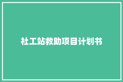 社工站救助项目计划书