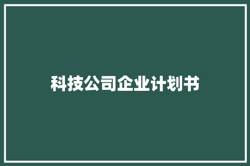 科技公司企业计划书