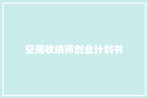 空间收纳师创业计划书