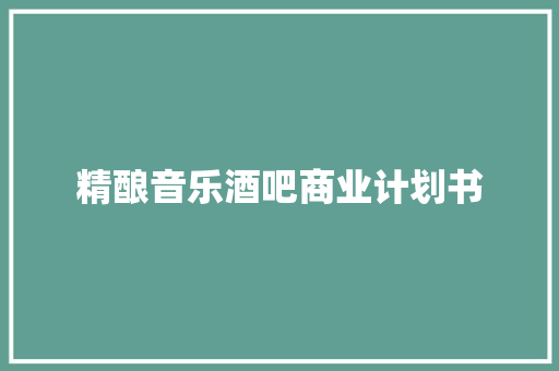 精酿音乐酒吧商业计划书