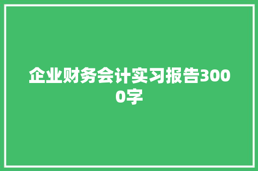 企业财务会计实习报告3000字 写作技巧
