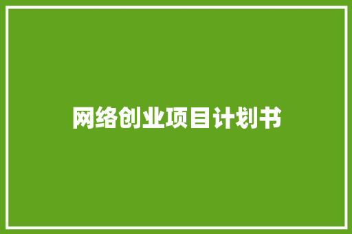 网络创业项目计划书