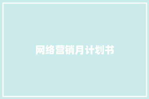 网络营销月计划书