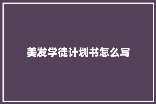美发学徒计划书怎么写 诗歌创作