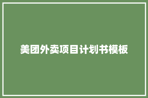 美团外卖项目计划书模板