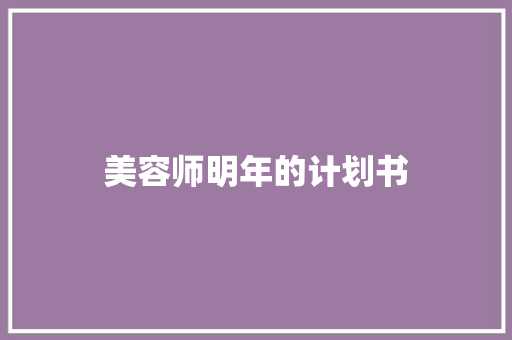 美容师明年的计划书