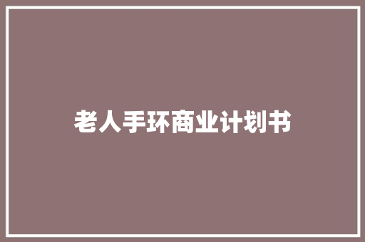 老人手环商业计划书