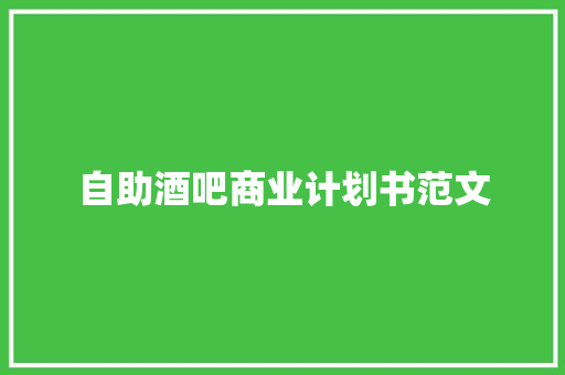 自助酒吧商业计划书范文 商业文案