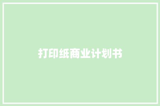 打印纸商业计划书