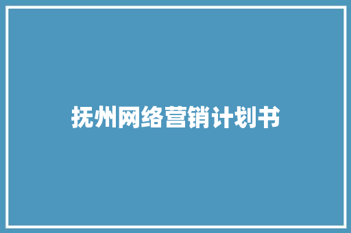 抚州网络营销计划书