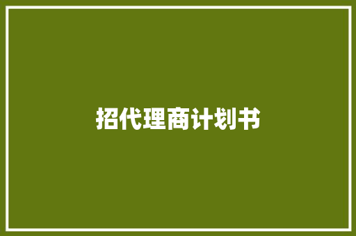 招代理商计划书