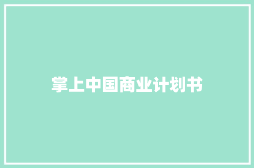 掌上中国商业计划书