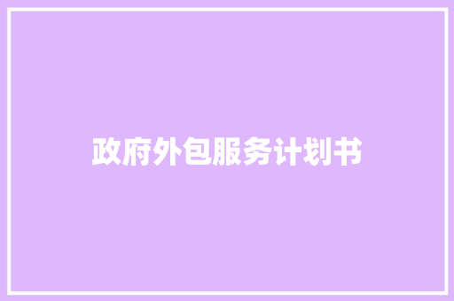 政府外包服务计划书