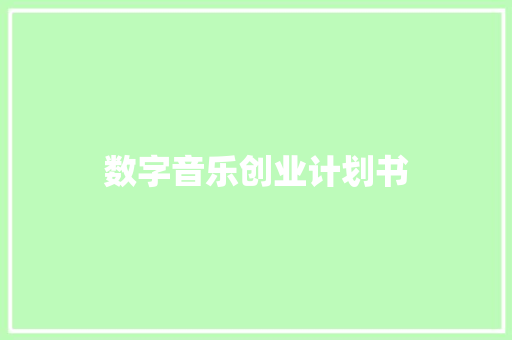 数字音乐创业计划书