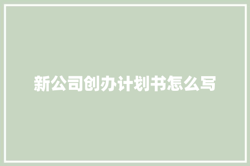 新公司创办计划书怎么写