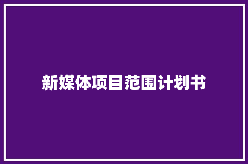 新媒体项目范围计划书