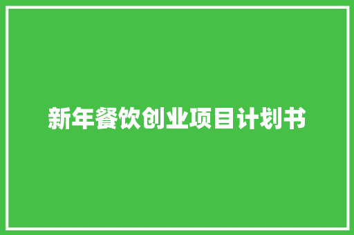 新年餐饮创业项目计划书
