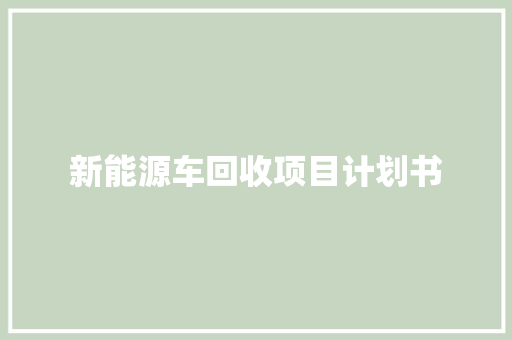 新能源车回收项目计划书