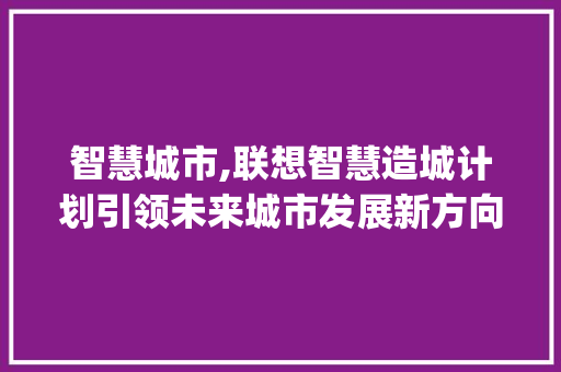 智慧城市,联想智慧造城计划引领未来城市发展新方向_联想智慧造城计划书