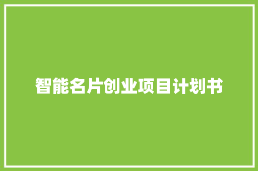 智能名片创业项目计划书