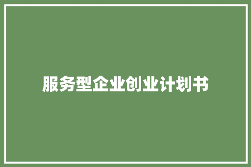 服务型企业创业计划书
