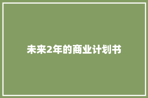 未来2年的商业计划书 写作技巧